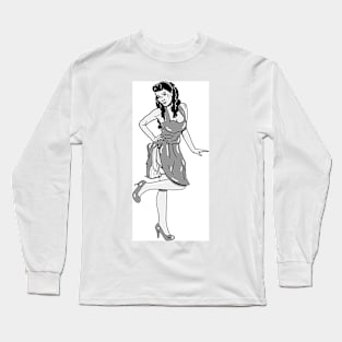 Pin up Girl in black and white Long Sleeve T-Shirt